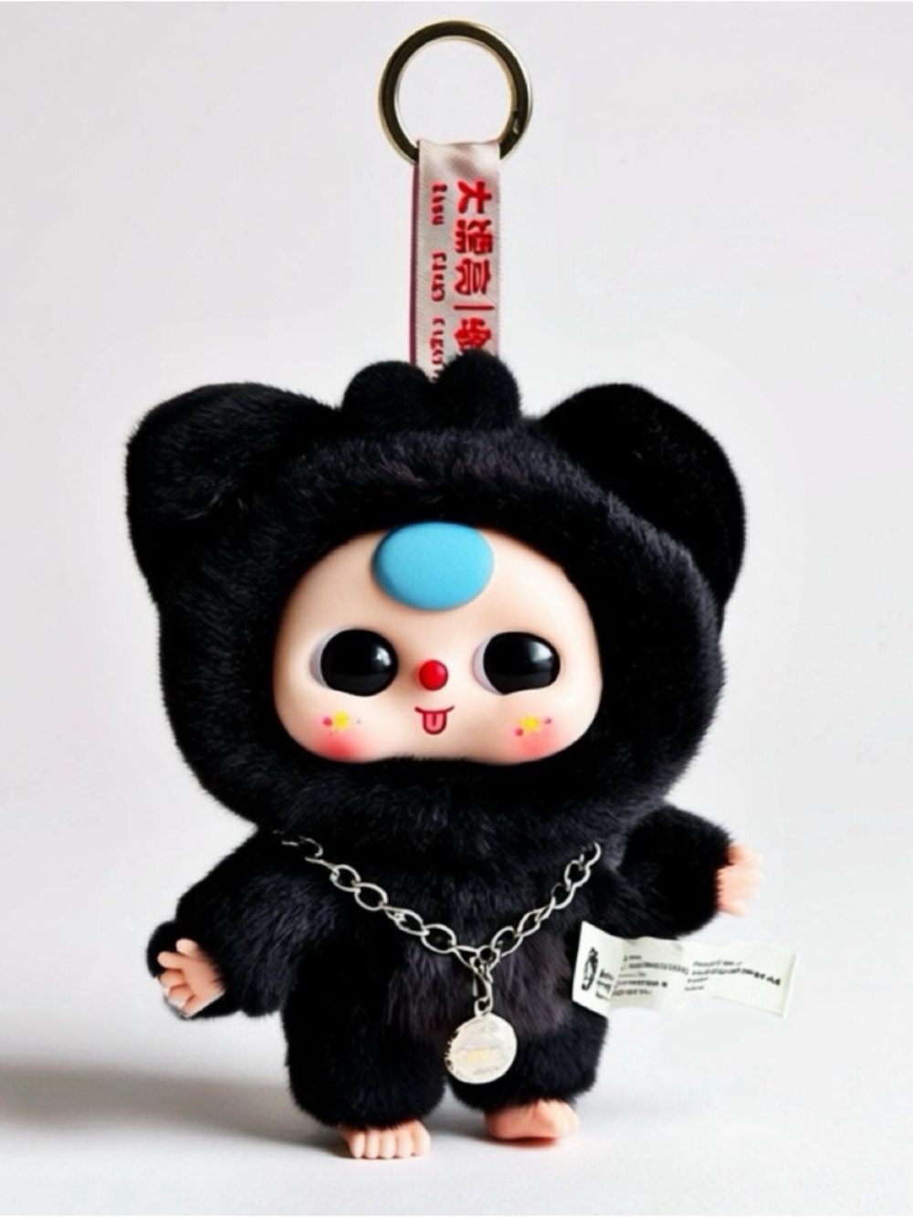 Baby Three Cats & Dogs Plush Pendant Black Coal Ball